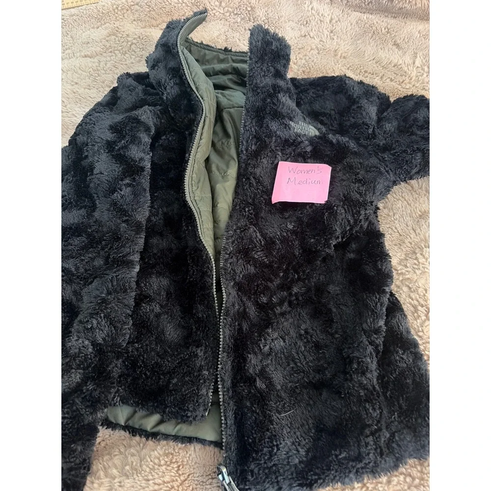 The North Face Mossbud Reversible Jacket Olive Green Fleece Womens Small